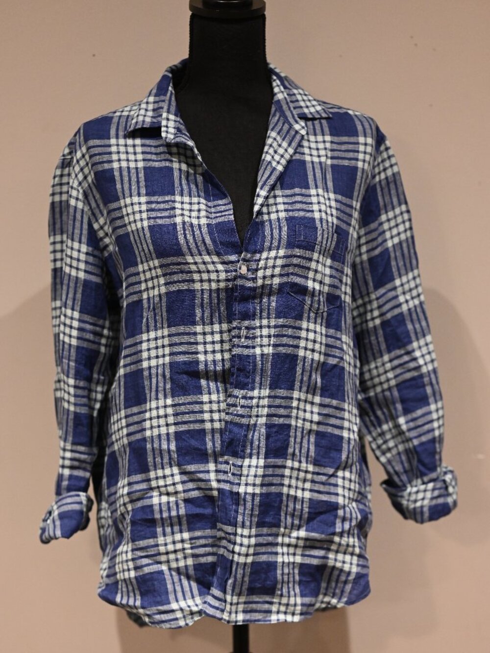 Frank & Eileen Blue Plaid Button Front Shirt Medium